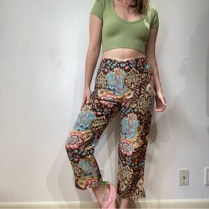 Vintage Brown Boho Silk Pants